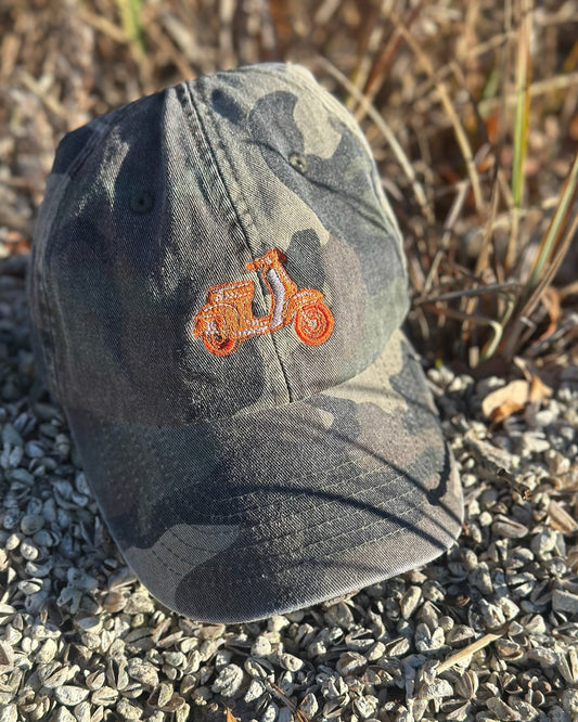 Vintage Cap Retro Scooter mit hochwertiger Bestickung in Jungle Camo