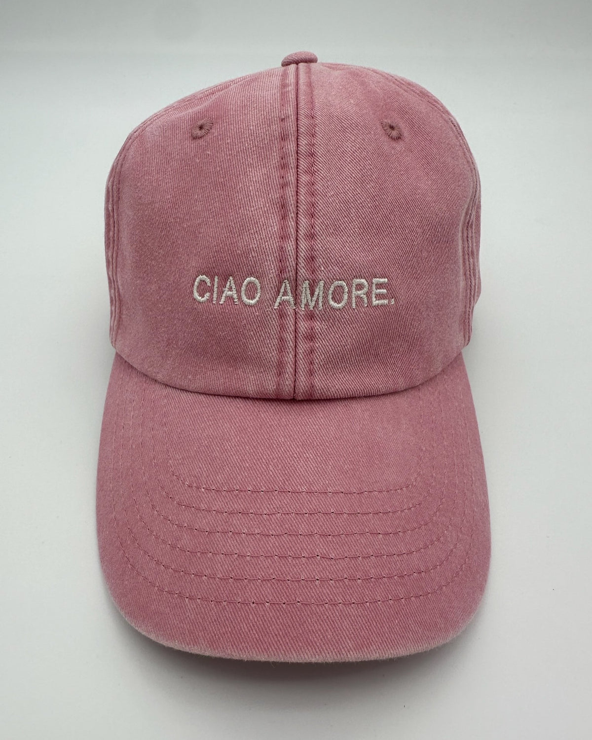 Vintage Cap mit hochwertiger Bestickung Ciao Amore in dusky pink