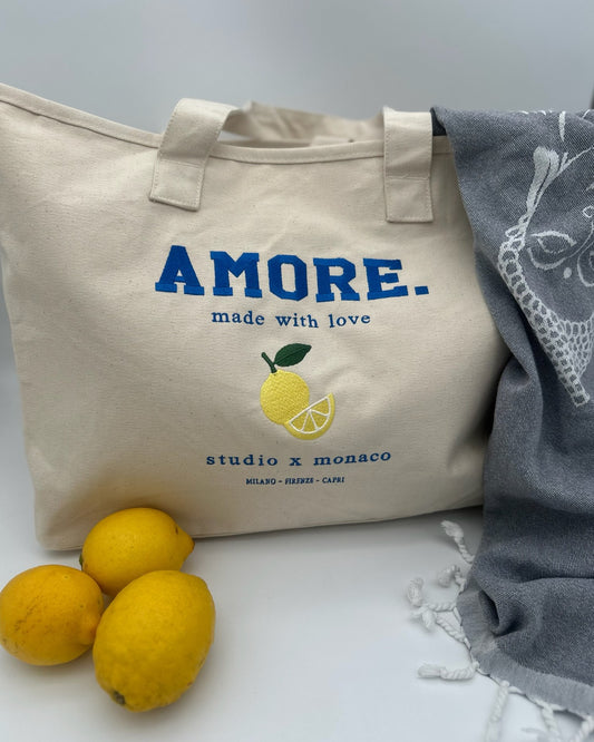 Oversized Canvas Tote Bag Amore in natural