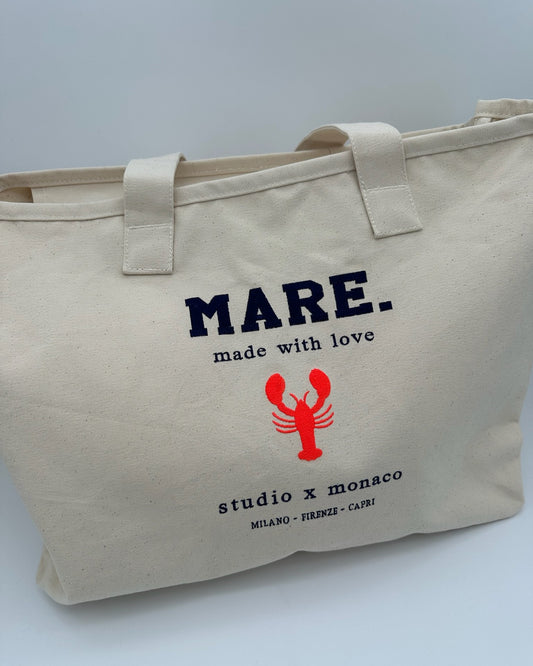 Canvas Beach Bag Mare in natural Detailansicht von studio x monaco