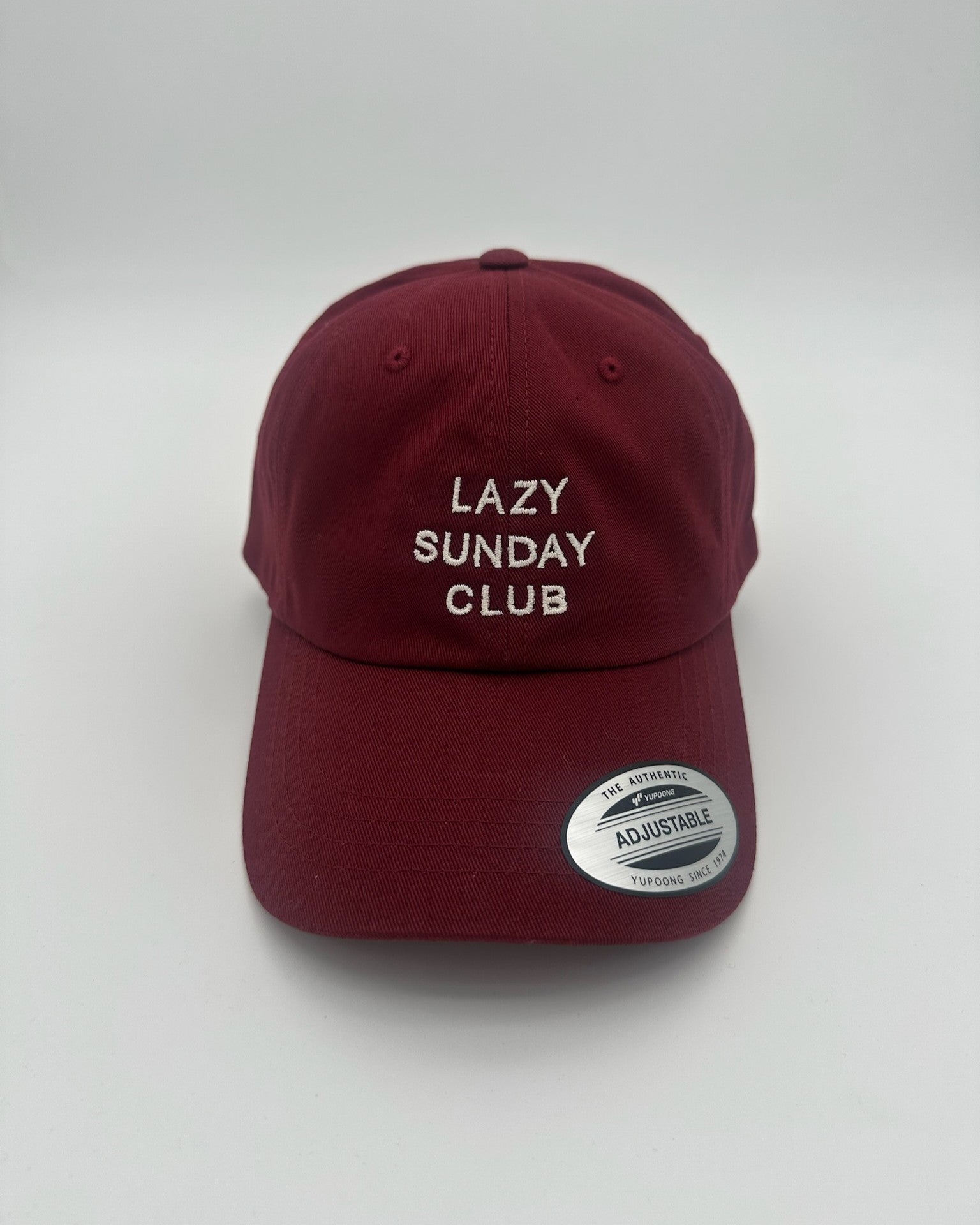 Lazy Sunday Club Baseball Cap aus Baumwolle hochwertig bestickt in Maroon