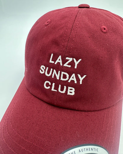 Lazy Sunday Club Baseball Cap aus Baumwolle hochwertig bestickt in Maroon
