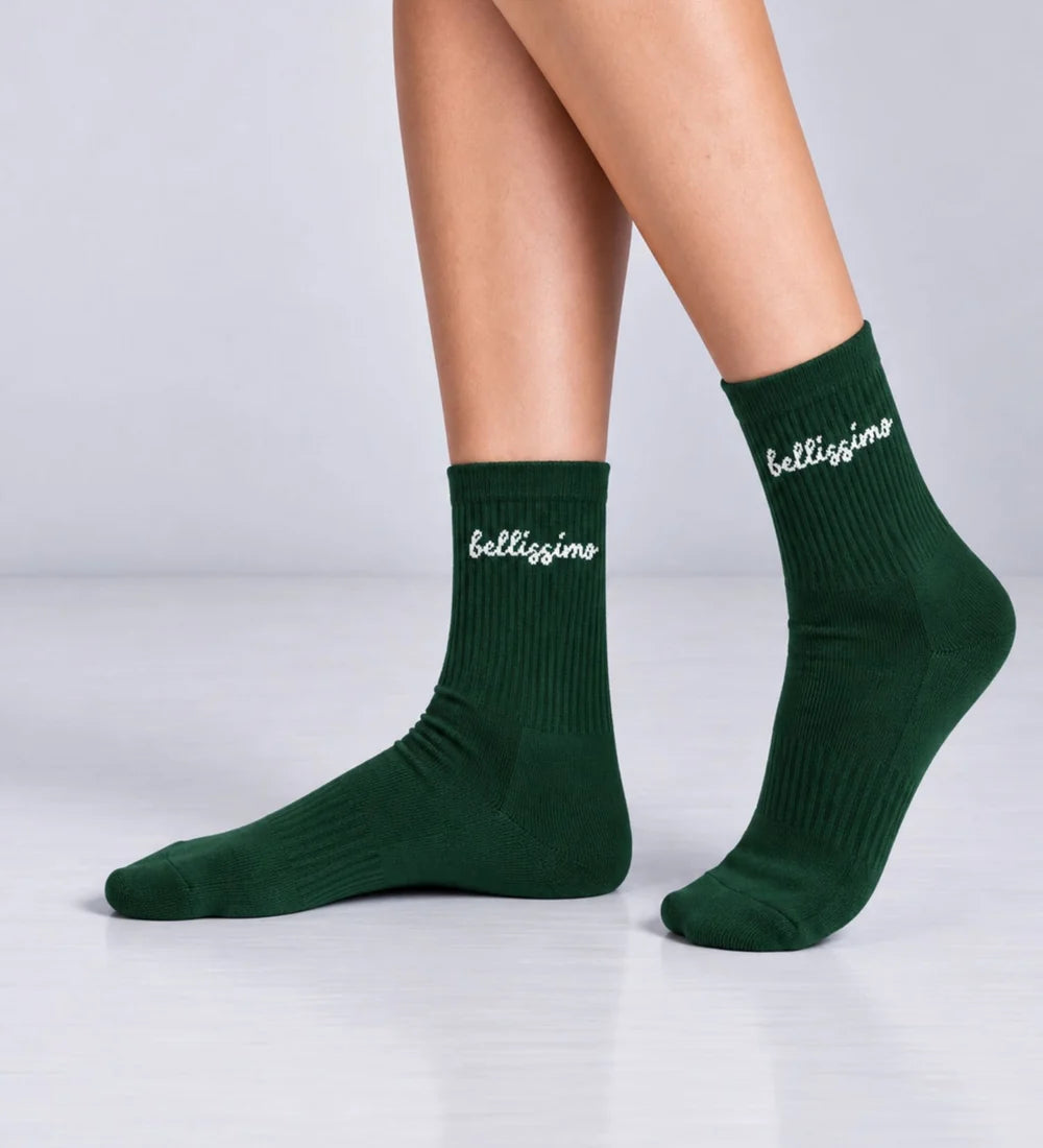 Dunkelgrüne Bellissimo Socken von NBDC getragen