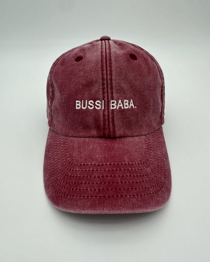 Vintage Cap mit hochwertiger Bestickung Bussi Baba in red