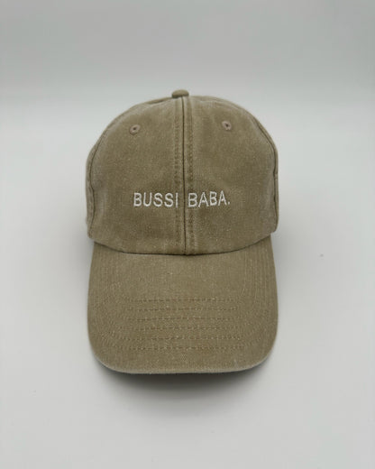 Vintage Cap mit hochwertiger Bestickung Bussi Baba in stone
