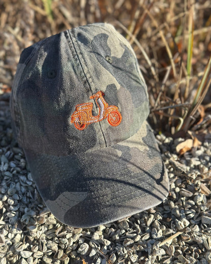 Vintage Cap Retro Scooter mit hochwertiger Bestickung in Jungle Camo