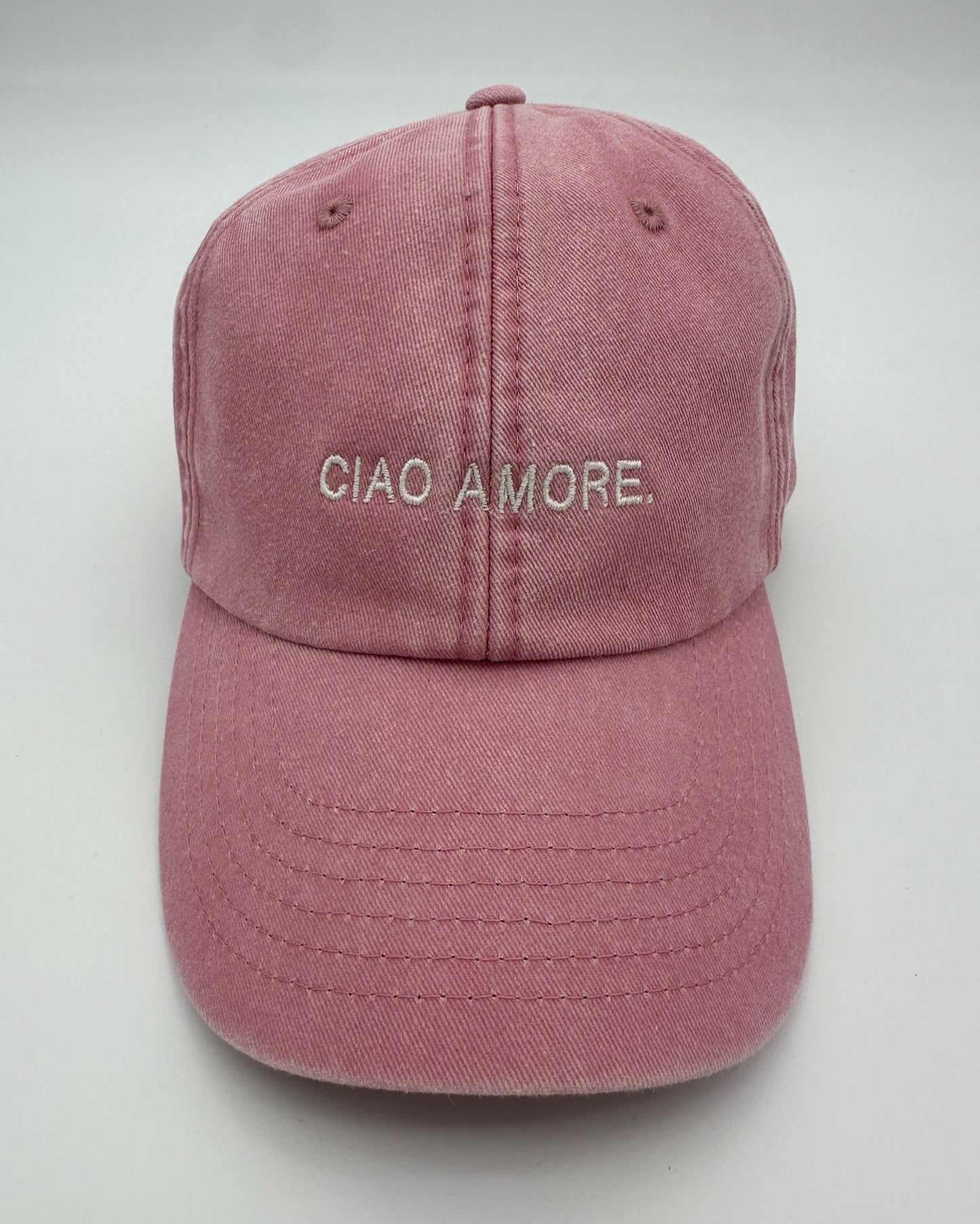 Vintage Cap mit hochwertiger Bestickung Ciao Amore in dusky pink