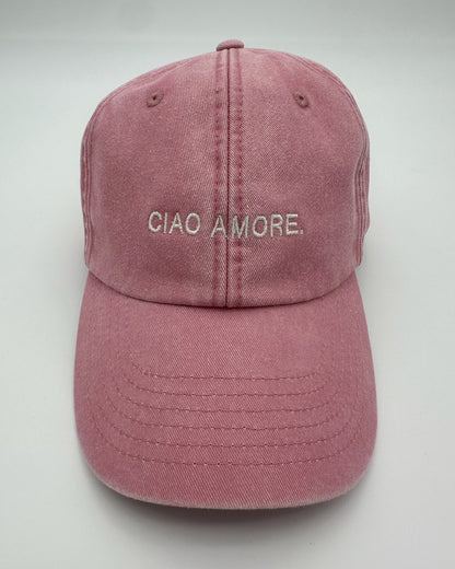 Vintage Cap mit hochwertiger Bestickung Ciao Amore in dusky pink