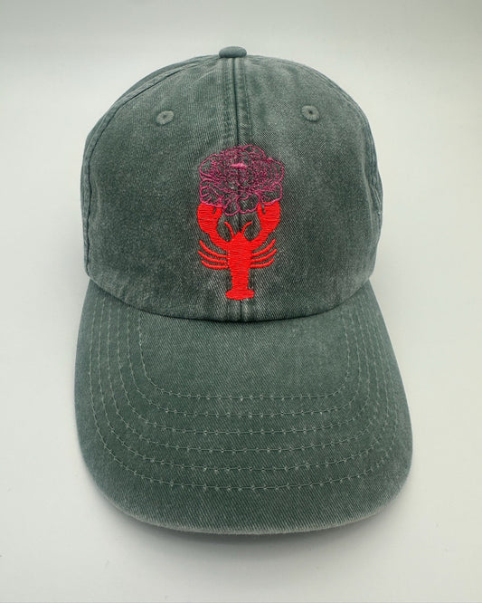 Vintage Cap mit hochwertiger Bestickung Flower Lobster in sage von studio x monaco