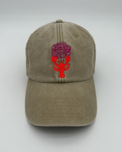 Vintage Cap mit hochwertiger Bestickung Flower Lobster in stone von studio x monaco
