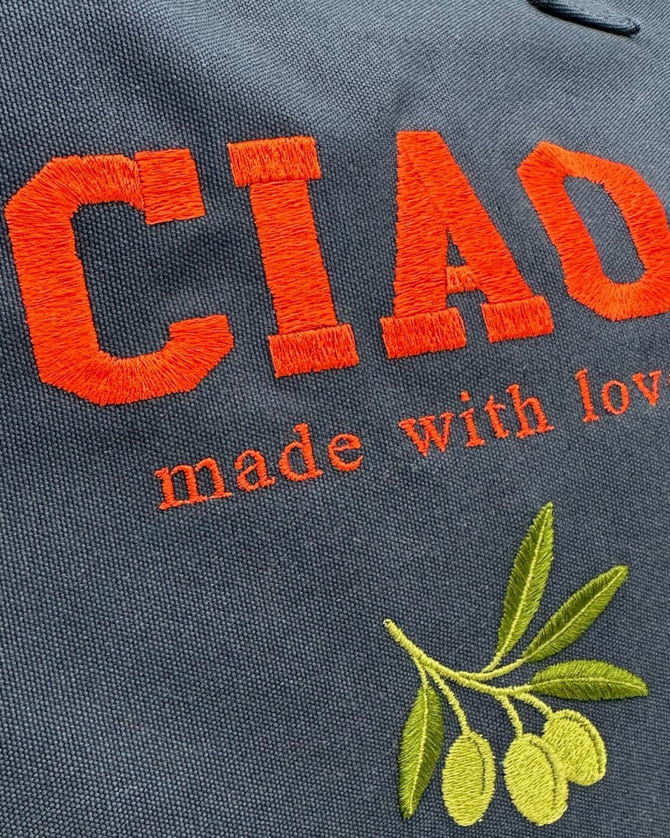 Materialaufnahme Canvas Tote Bag ciao verde in navy