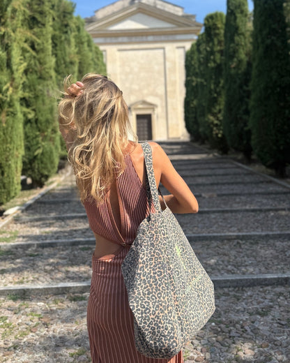 Bestickte Oversized Canvas Shopper Leopard Lifestyle
