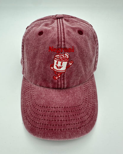 Vintage Cap mit gesticktem "Mr. Negroni" Motiv von studio x monaco in vintage red